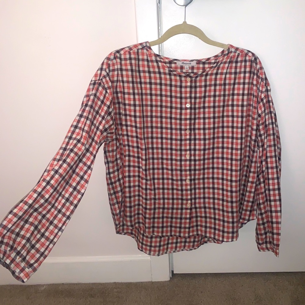 Madewell plaid button up shirt / blouse / top